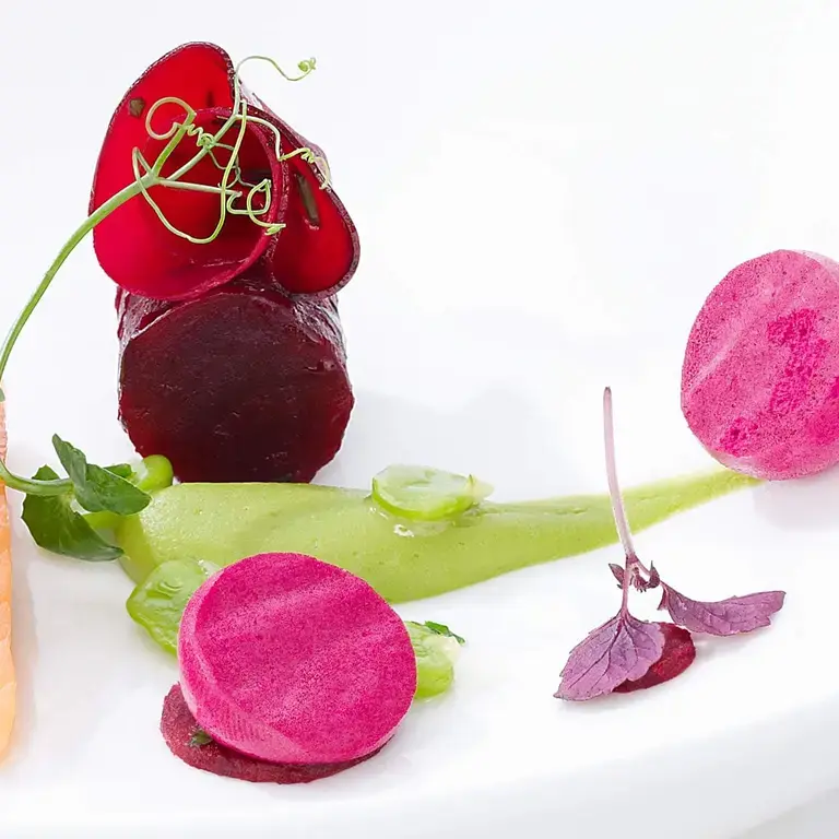 Seared Brook Trout With Beets And Peas