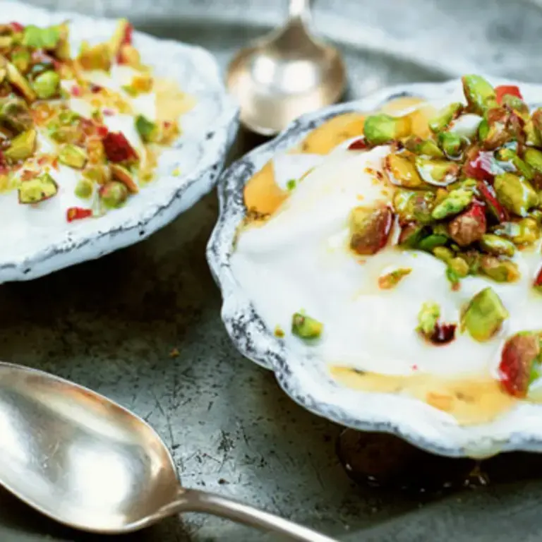 Greek yoghurt with honey and pistachios.