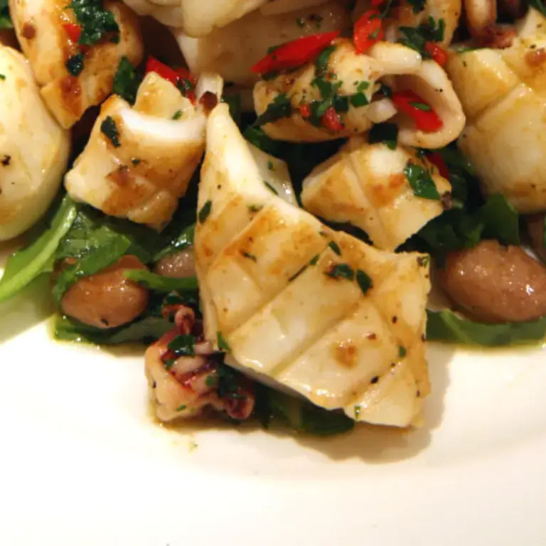 Pan-Fried Squid With Chilled Beans
