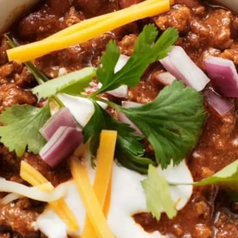 Chili with Cheese and Sour Cream