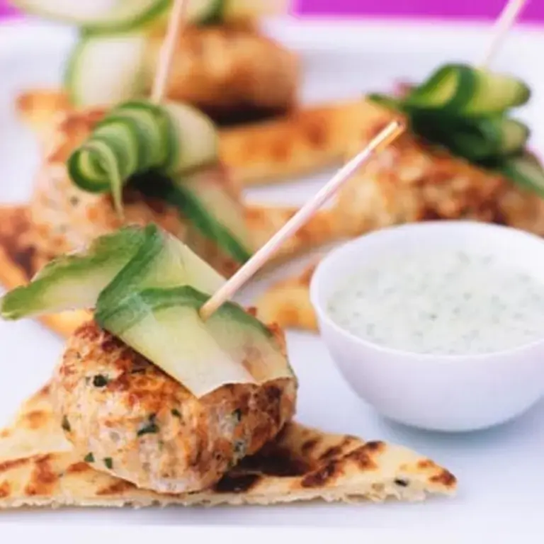 Chicken Tikka Patties with Yoghurt Mint Sauce