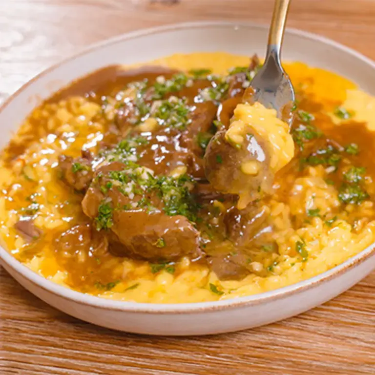 Ossobuco with risotto Milanese.