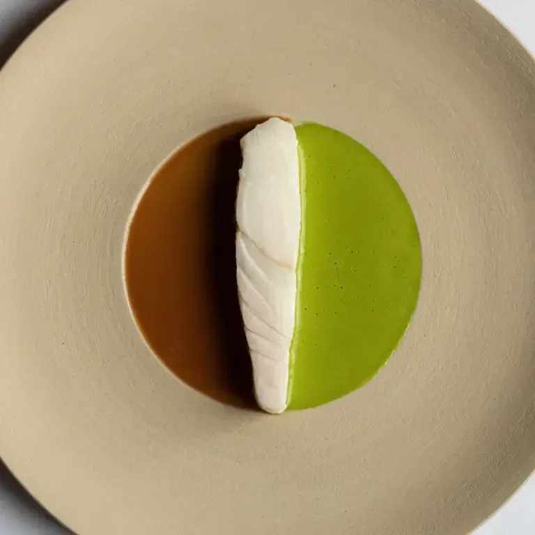 Turbot with lettuce sauce and fish bone caramel at Cycene.