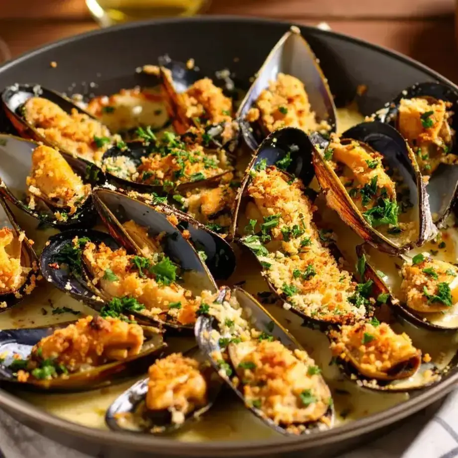 Mussels au gratin