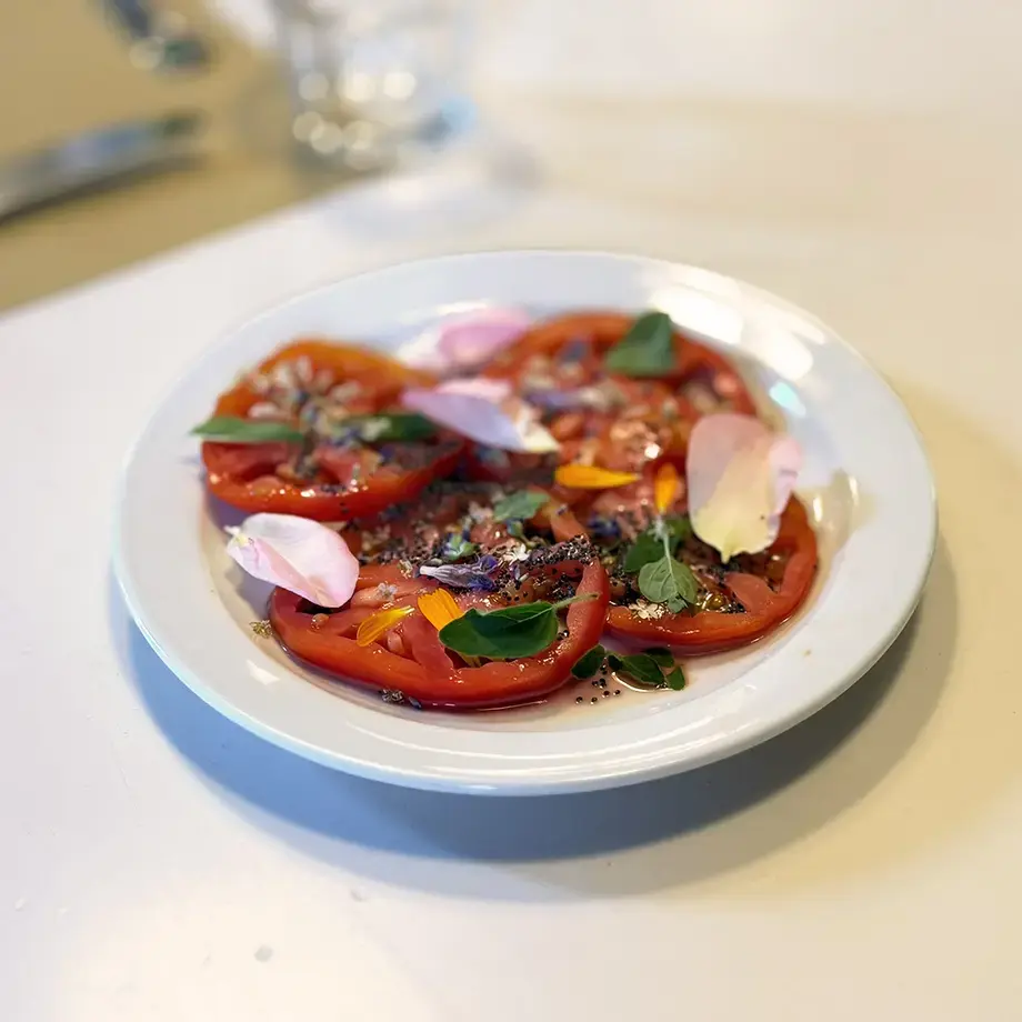 Tomato Carpaccio With Mountain Flowers