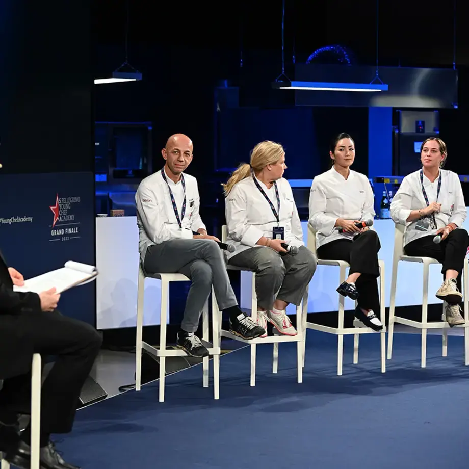 Tom Jenkins moderating the Forum at S.Pellegrino Young Chef Academy Grand Finale