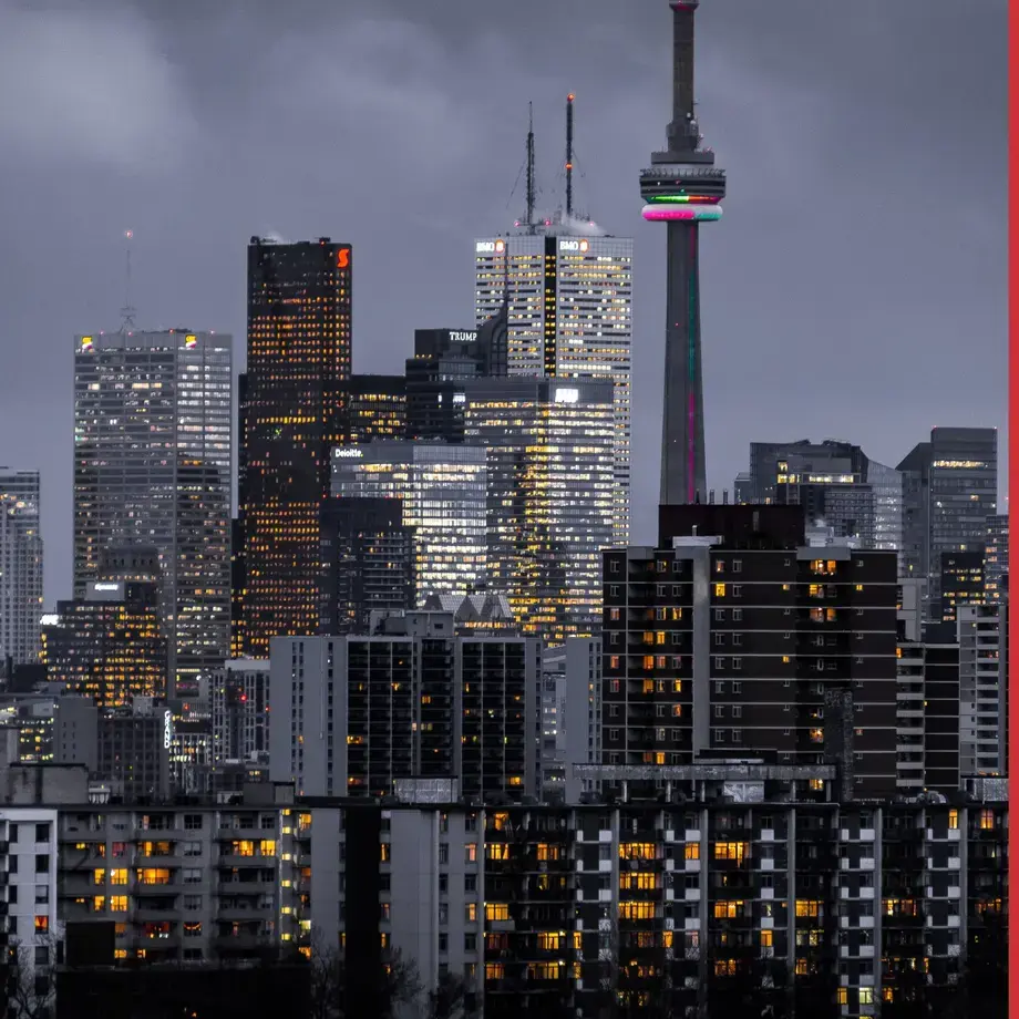 Toronto cityscape at night.
