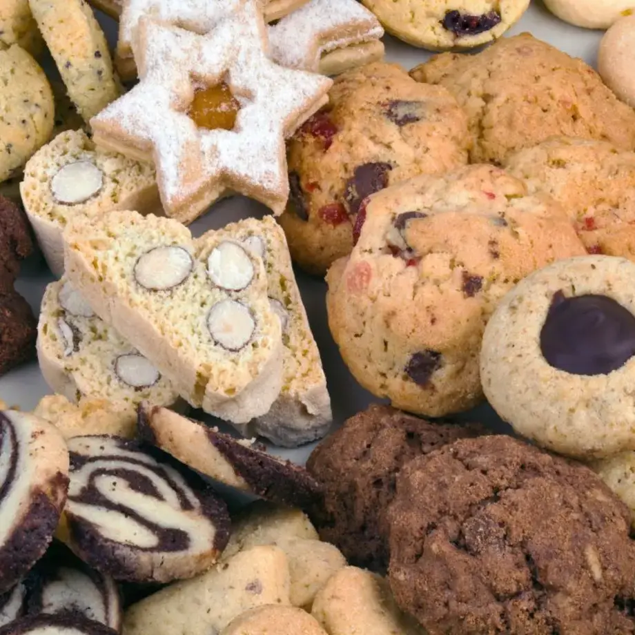 Selection of different types of cookies.