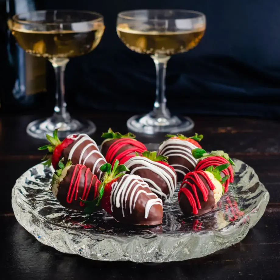 Chocolate-covered strawberries for Valentine's Day.
