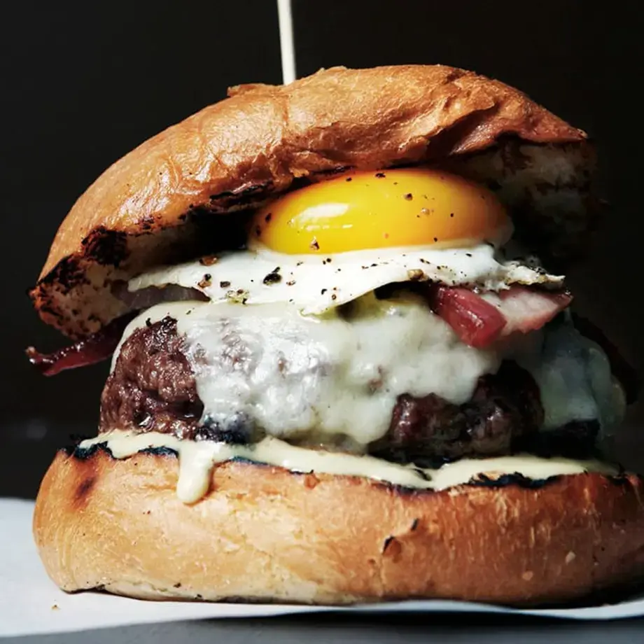 Hamburger with cheese and egg