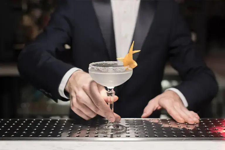 a finished cocktail ready to be served