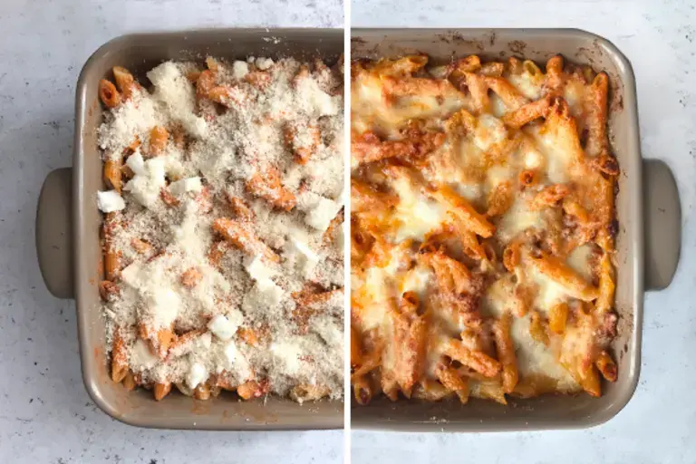 baked pasta in an oven dish