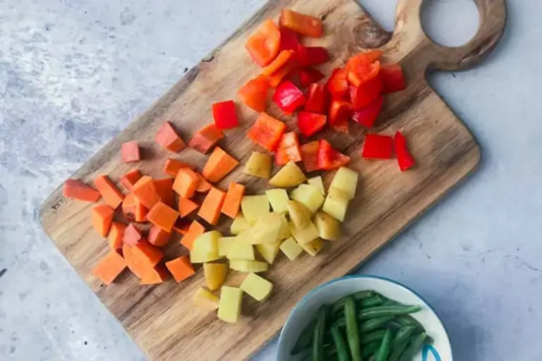 potato and sweet potato cut into cubes