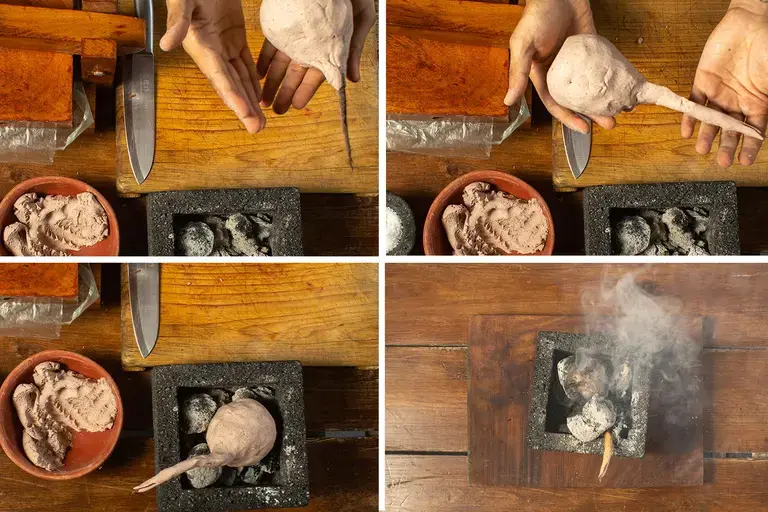 Beet covered with a layer of corn dough