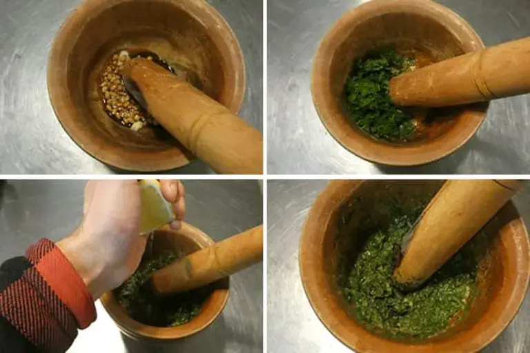 preparing pesto