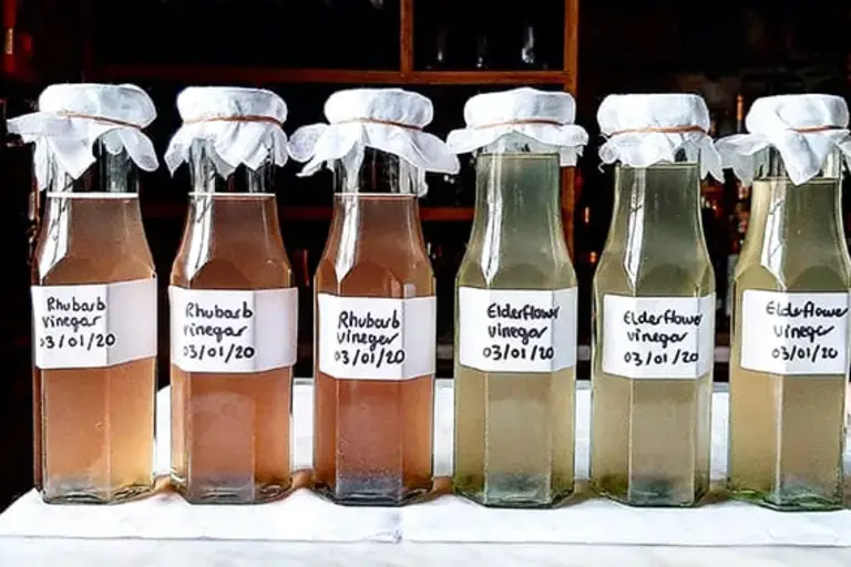 Home made vinegar bottles by Pippa Lovell