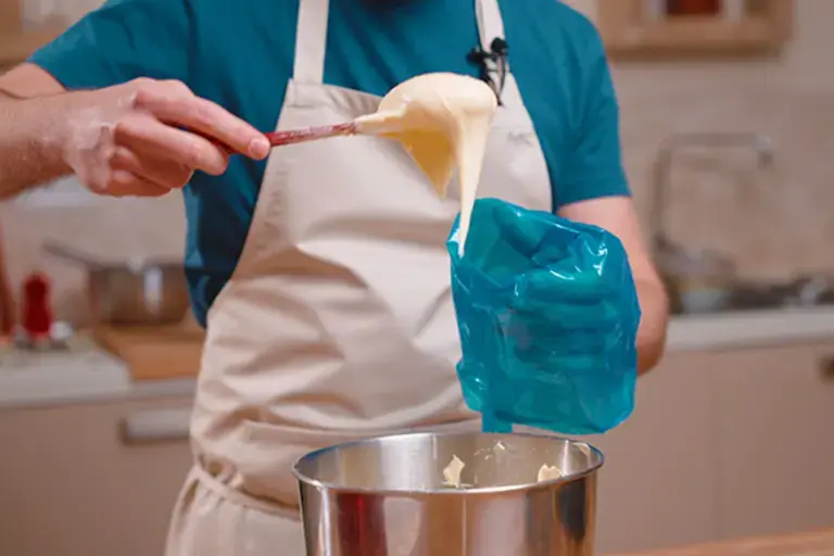 Filling the pastry bag.