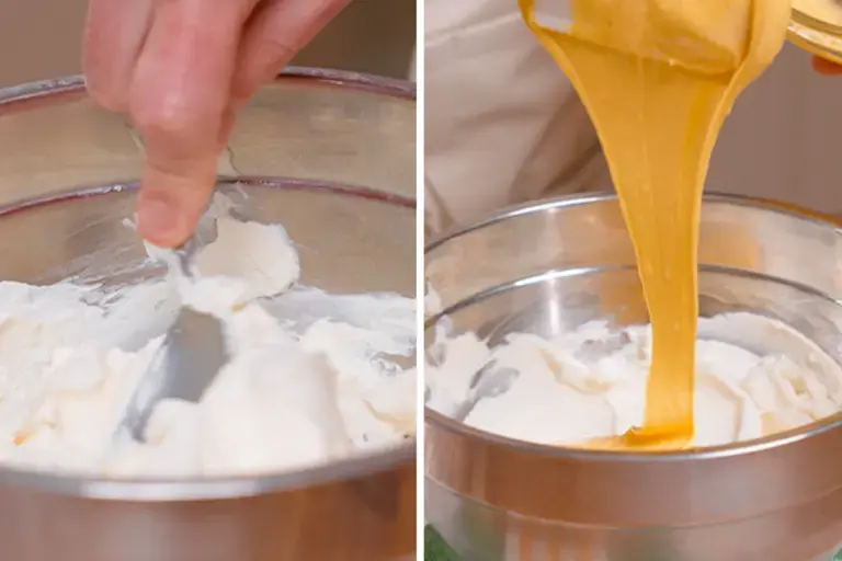 Combing the mascarpone and sabayon.