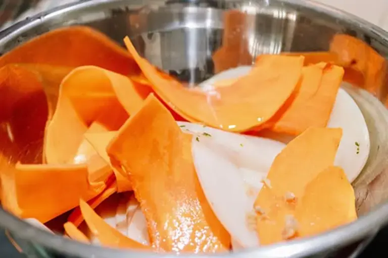 pumpkin thinly into mandolin Courtesy of Chef Kezia Kristel