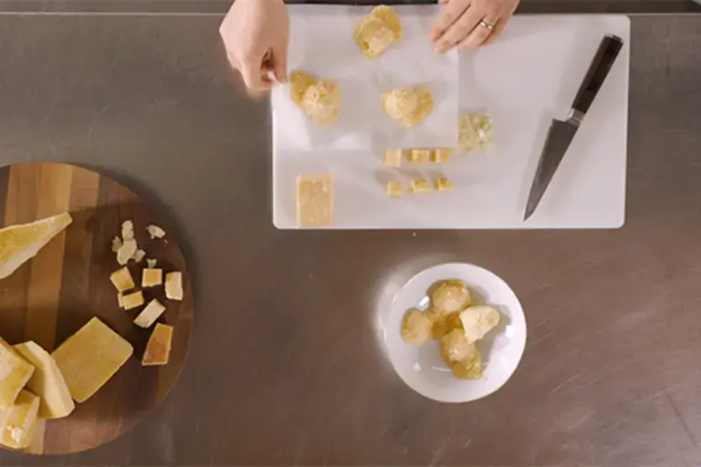 A plate of cheese crackers.