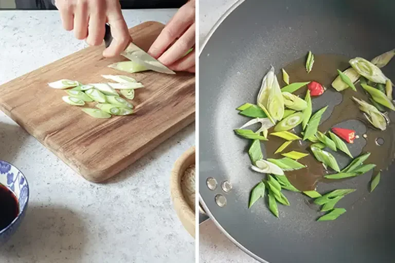 Fried Rice with Egg and Spring Onion_step one