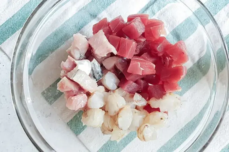 diced fish for ceviche