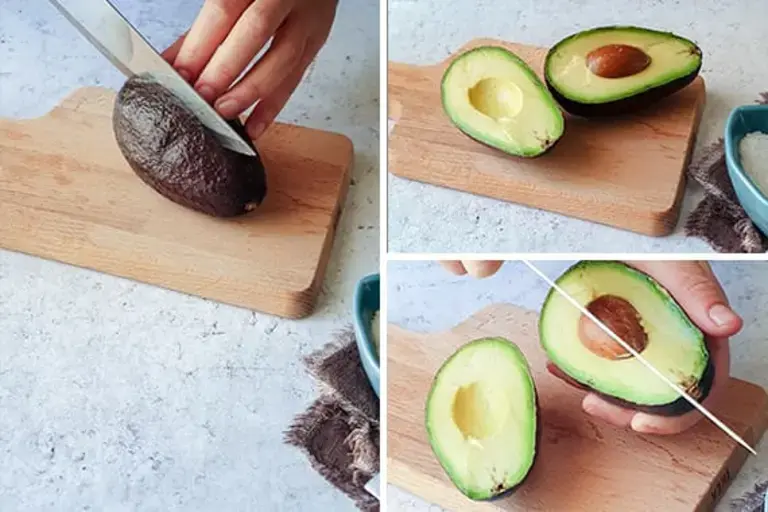 Cutting avocado for Tuna carpaccio recipe