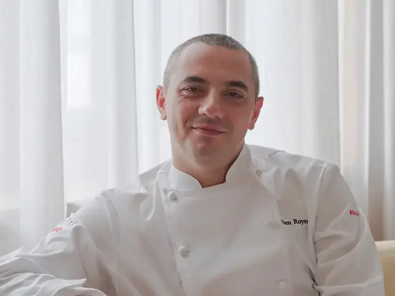 Chef Julien Royer seated at Odette.