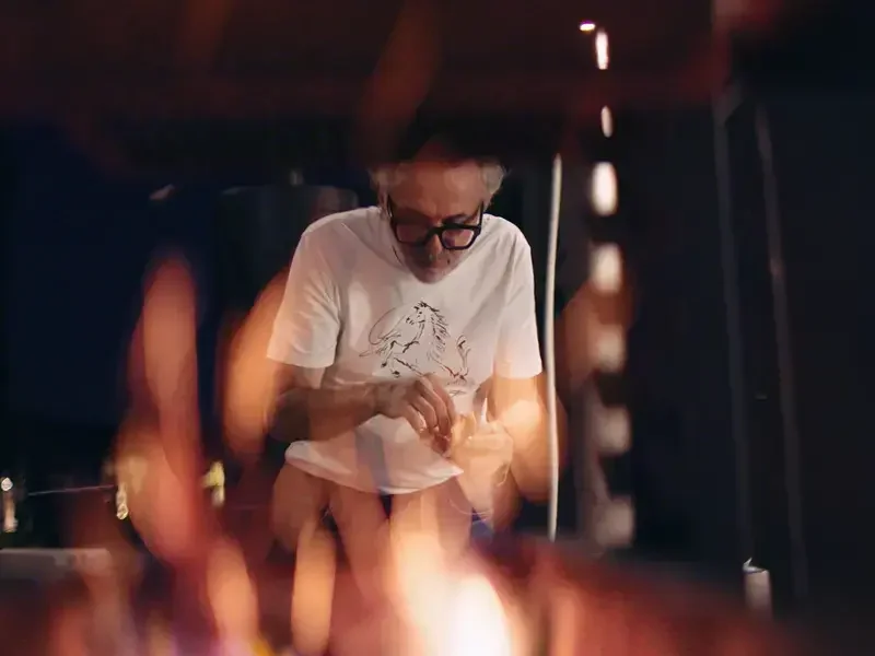 Chef Massimo Bottura in a white t-shirt.