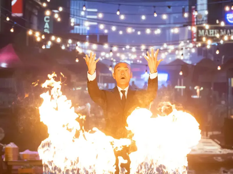Mark Dacascos and flames