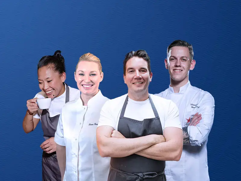 Chefs Aisha Ibrahim, Emma Bengtsson, Mitchell Lienhard, and Daniel Garwood.