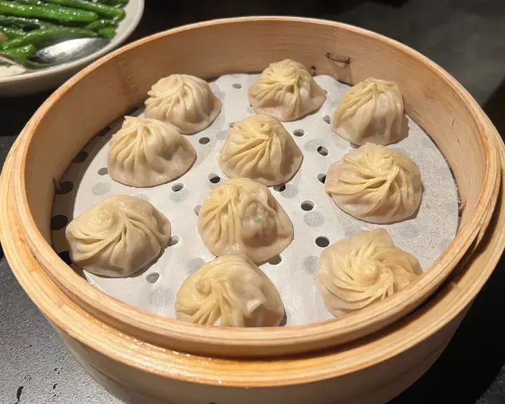 Pork dumplings at Din Tai Fung NYC.